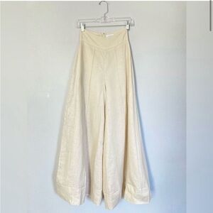 DISSH Pants Womens Size 2 100% Linen Wide Leg Natural Beige Dramatic Minimalist